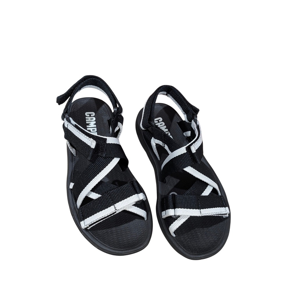Camper Match Black White Webbing Strappy‎ Sandals Outdoor Walking EU 37 US 7 NIB